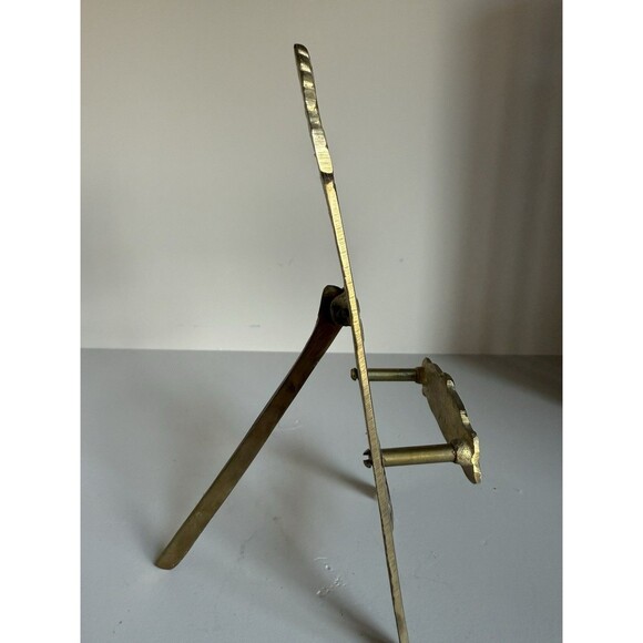 VTG FLORAL EASEL SOLID BRASS PICTURE PLATE BOOK STAND HOLDER 7" - Picture 2 of 4